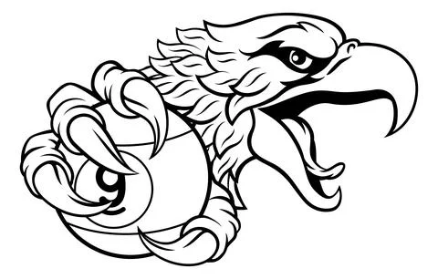 Eagle and 9 Ball Nine Ball Pool Cartoon Mascot Stock Illustration
