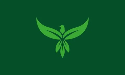Eagle and leaves or leaf logo. pictorial logo design . vector illustration ep Stock Illustration