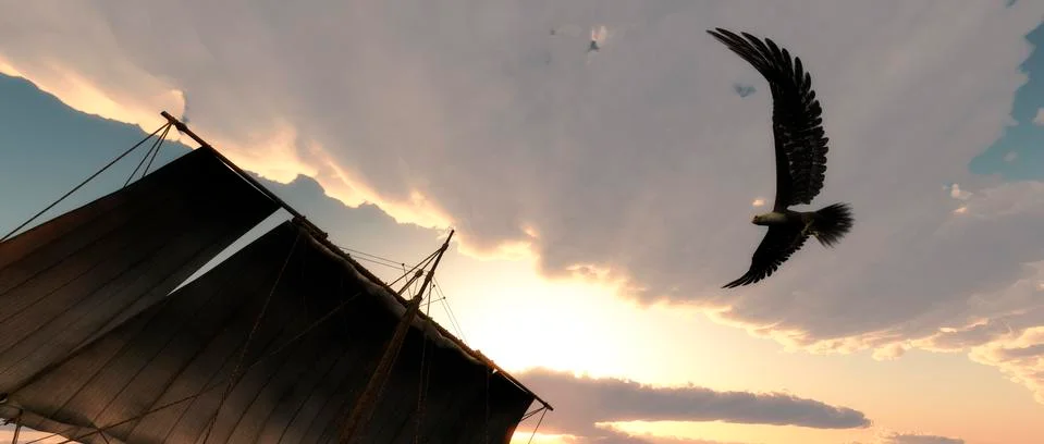 Eagle and ship Stock Illustration