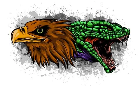 Eagle and Snake. Tattoo vector illustration design Stock Illustration