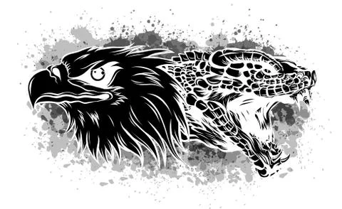 Eagle and Snake. Tattoo vector illustration design 스톡 일러스트