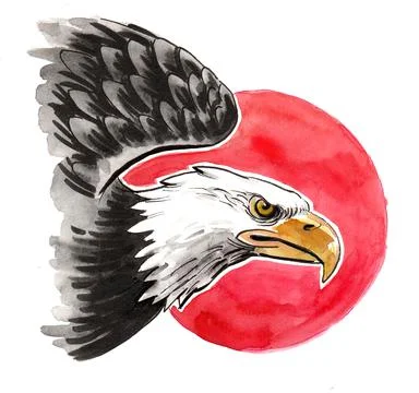 Eagle and sun Stock Illustration