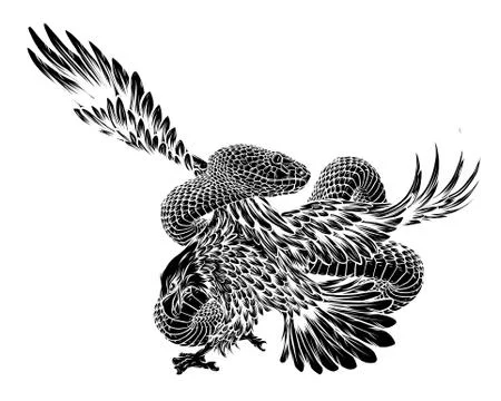Eagle and viper, eagle vs snake, predator and prey vector Stock Illustration