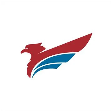 Eagle animals logo vector red blue color Stock Illustration