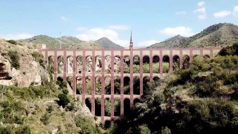 Eagle Aqueduct in Nerja, Spain Stock Footage 124846324