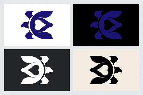 Eagle Bird Heart Abstract Logo Symbol Set Stock Illustration
