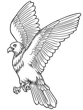 Eagle bird icon. Vector heraldic emblem of powerful wild falcon with stretching Stock Illustration