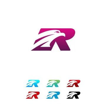Eagle bird r Logo vector template icon, r letter logo, Falcon logo Stock Illustration