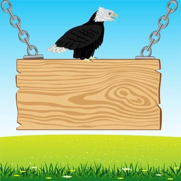 Eagle on board from tree Illustrazione stock