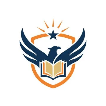 Eagle Book Logo Design for Education Leadership Academy Stock Illustration