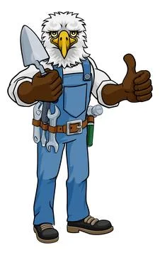 Eagle Bricklayer Builder Holding Trowel Tool イラスト素材