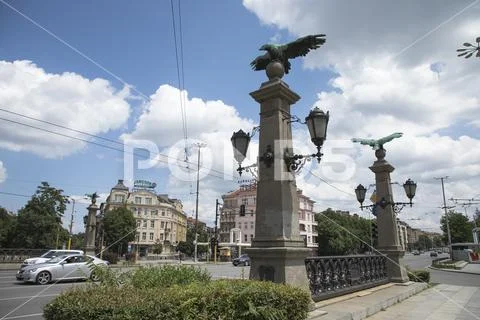 Eagle Bridge over Perlovska river in city of Sofia, Bulgaria Stock Photos