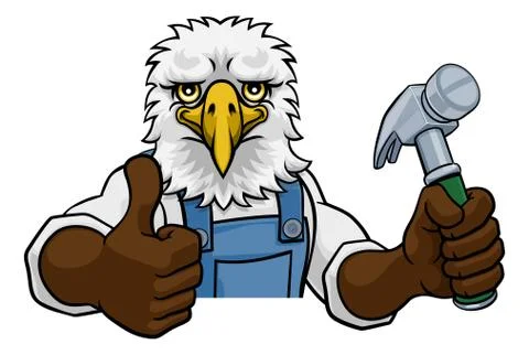 Eagle Carpenter Handyman Builder Holding Hammer Stock Illustration