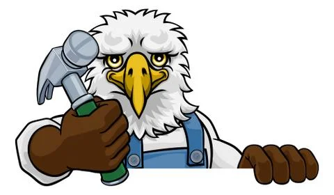 Eagle Carpenter Handyman Builder Holding Hammer Stock Illustration