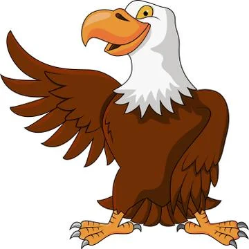 Eagle cartoon waving Stock Illustration