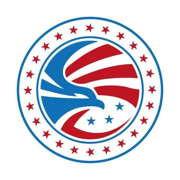 Eagle Circle Emblem Logo Design Patriotic Vector Stock Illustration