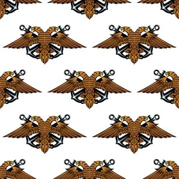 Eagle with crossed anchors seamless pattern Illustrazione stock