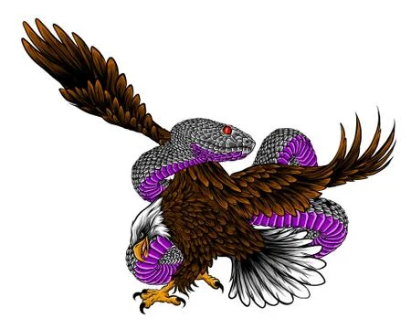 Eagle devouring snake mexican emblem vector illustration Illustrazione stock