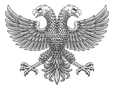 Eagle Double Headed Two Heads Heraldic Design Stock Illustration