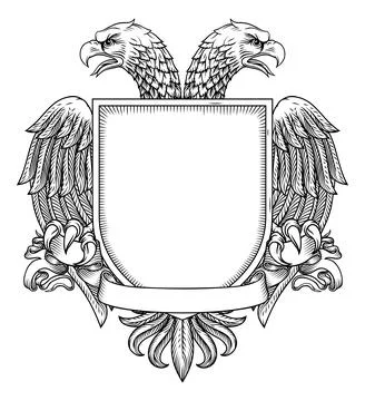 Eagle Double Headed Two Heads Shield Coat of Arms Stock Illustration