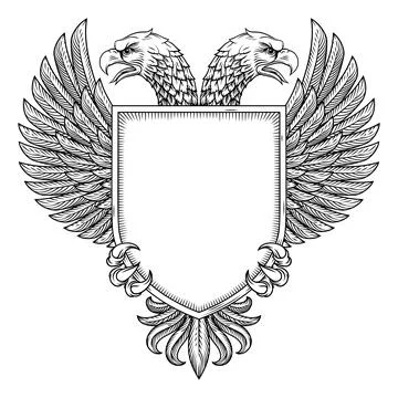 Eagle Double Headed Two Heads Shield Coat of Arms Stock Illustration