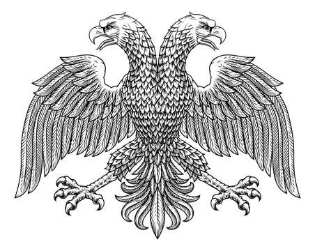 Eagle Double Headed Two Heads Heraldic Design Stock Illustration