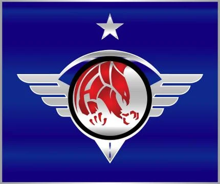 Eagle. Eagle patriot on the shiny metallic winged shield. Stock Illustration