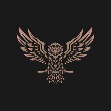 Eagle emblem with spread wings Stock Illustration