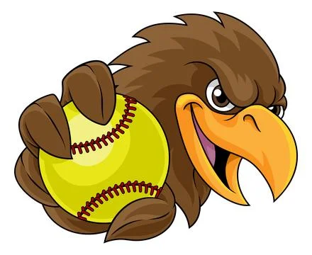 Eagle Falcon Hawk Osprey Bird Softball Ball Mascot Stock Illustration