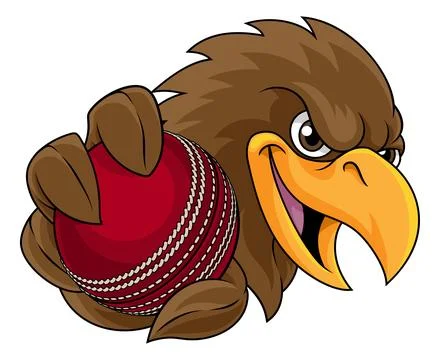 Eagle Falcon Hawk Osprey Bird Cricket Ball Mascot Stock Illustration