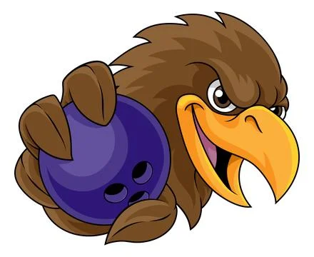 Eagle Falcon Hawk Osprey Bowling Ball Sport Mascot Stock Illustration