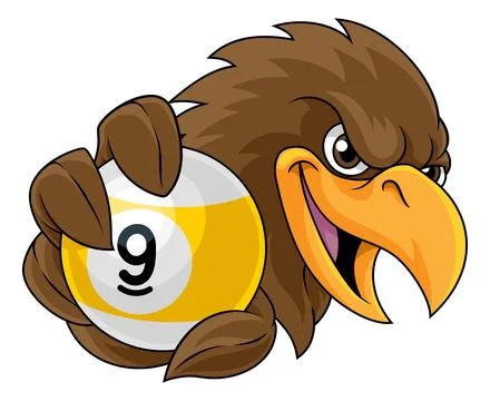 Eagle Falcon Hawk Osprey Pool Billiards Mascot Stock Illustration