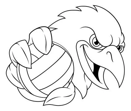 Eagle Falcon Hawk Raven Crow Volleyball Mascot Stock Illustration