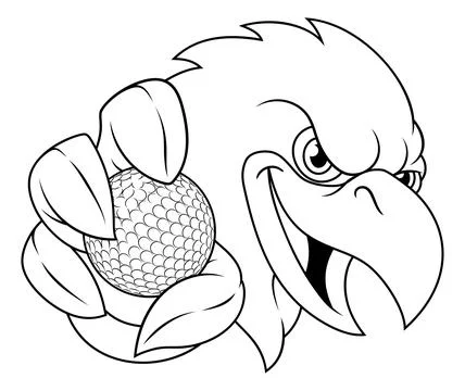 Eagle Falcon Hawk Raven Crow Golf Ball Mascot 스톡 일러스트