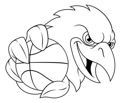Eagle Falcon Hawk Raven Crow Basketball Mascot 스톡 일러스트