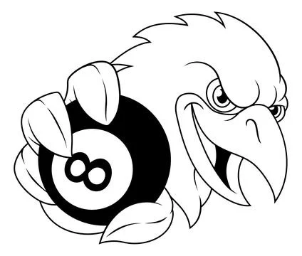 Eagle Falcon Hawk Raven Crow Pool Billiard Mascot Stock-Illustration