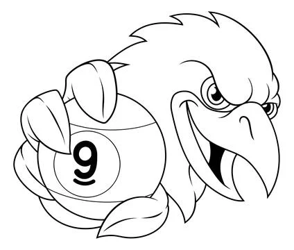 Eagle Falcon Hawk Raven Crow Pool Billiard Mascot Stock-Illustration