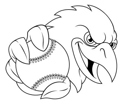 Eagle Falcon Hawk Raven Crow Baseball Ball Mascot 스톡 일러스트