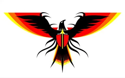 Eagle, falcon, spreading wings Stock Illustration