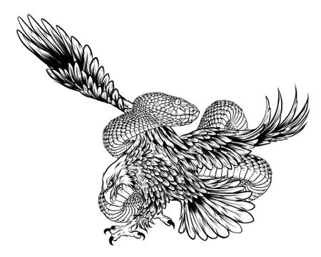 Eagle fight Snake vector illustration design art Illustrazione stock