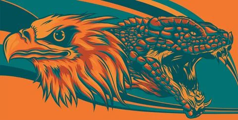 Eagle fighting a snake serpent . style vector Stock-Illustration