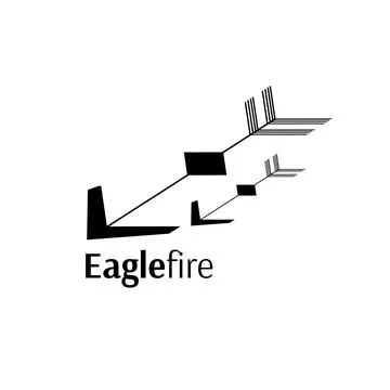 Eagle fire text in black with two decorative arrows logo on white background 写真素材