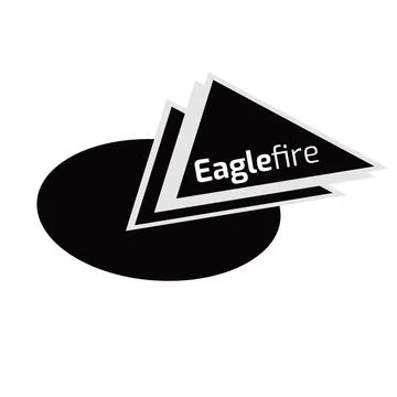 Eagle fire text in white on black oval and black and grey triangles logo on Stock Photos