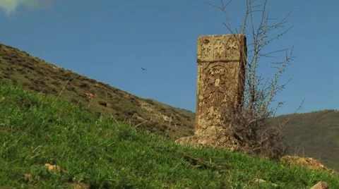 Eagle flying over ancient Stone 库存影片 8686258
