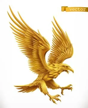 Eagle, gold emblem. 3d vector icon Stock Illustration