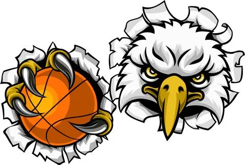 Eagle Hawk Basketball Ball Bald Eagles Mascot Stock Illustration