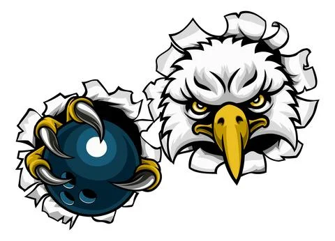 Eagle Hawk Bowling Ball Bald Eagles Mascot Stock Illustration