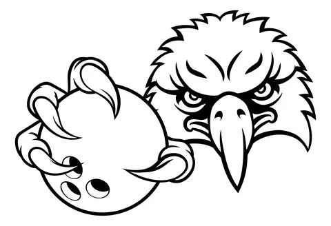 Eagle Hawk Bowling Ball Bald Eagles Mascot Stock Illustration