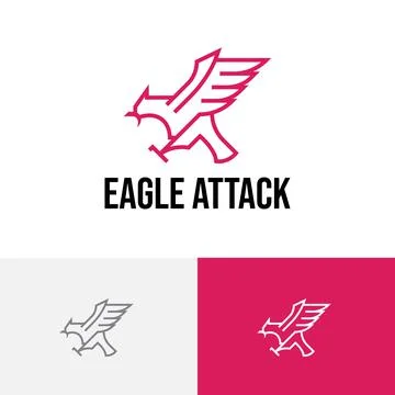Eagle Hawk Falcon Attack Fly Wing Claw Line Logo Stock Illustration