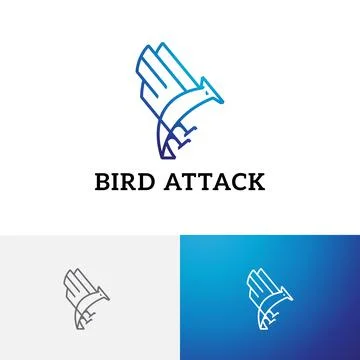 Eagle Hawk Falcon Bird Attack Pounce Prey Line Logo Stock Illustration